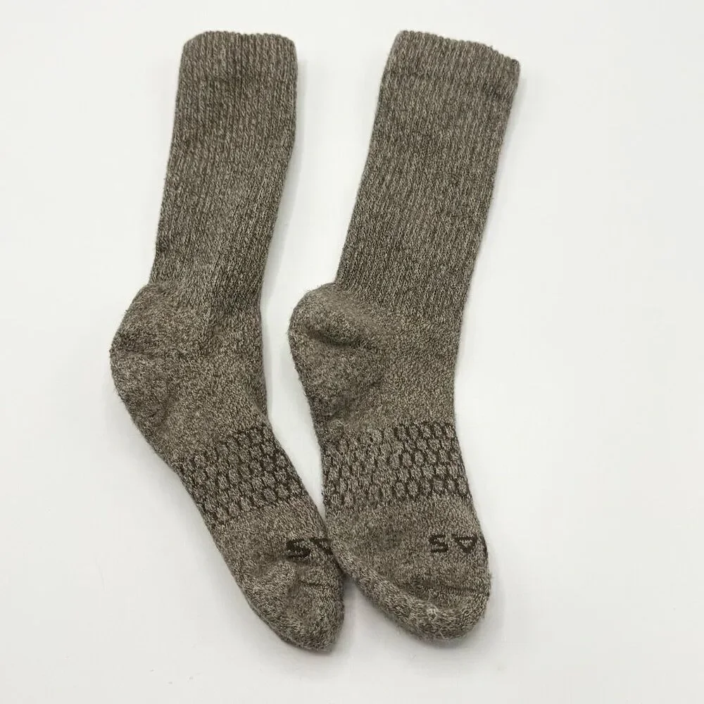 Bombas Heathered Brown Cotton Crew Neck Socks - Men’s US SM